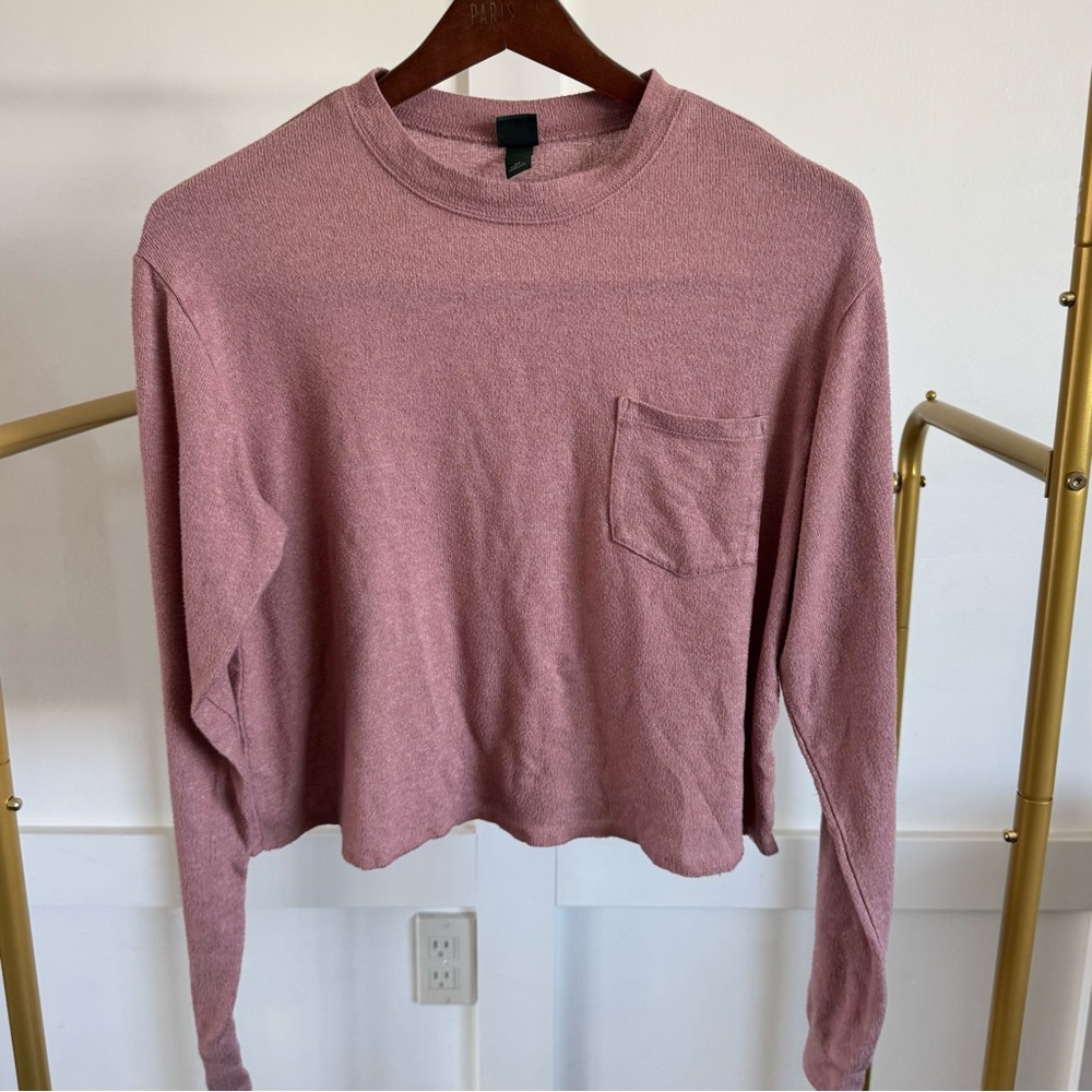 wild fable Womens Long Sleeve Cropped Top Knit Soft Pink Sz XS